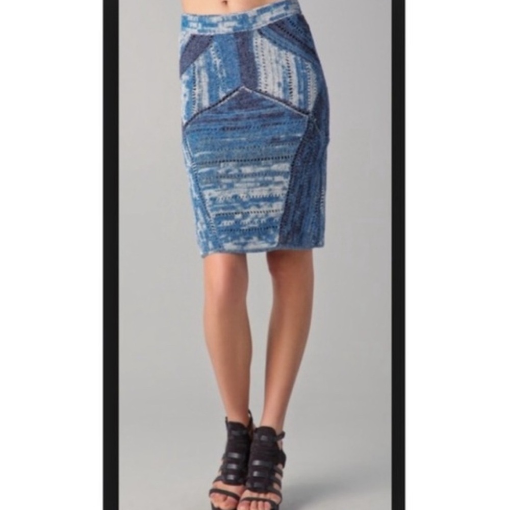 Rag and Bone Blue Crochet Mosaic Skirt